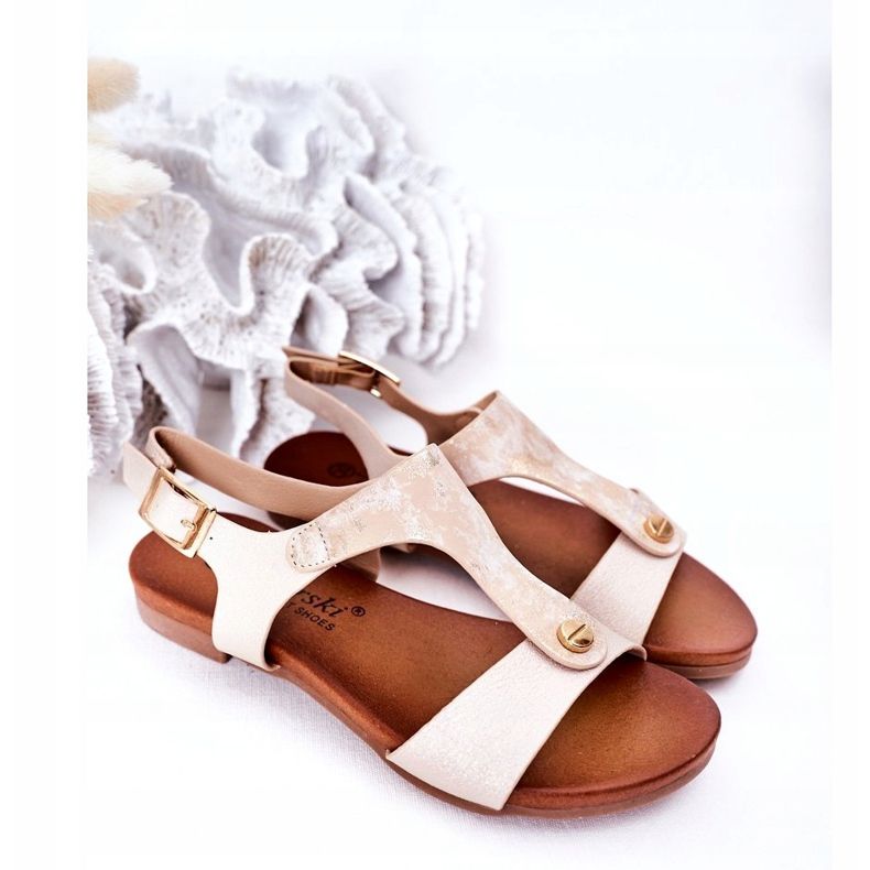 S.Barski Sandale pentru copii S. Bararski Comfort Złote de aur 1