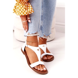 Sandale din piele pentru femei Nicole 2648 White Metallic alb 1