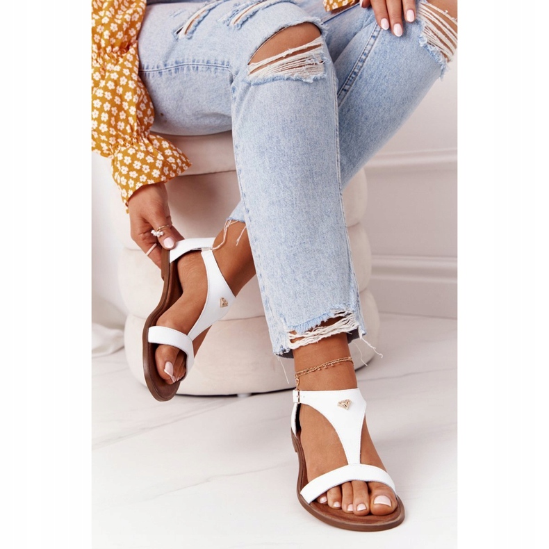 Sandale din piele pentru femei Nicole 2648 White Metallic alb 2