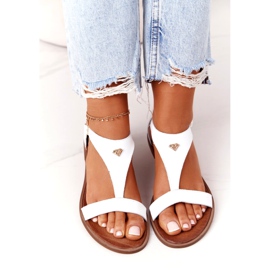 Sandale din piele pentru femei Nicole 2648 White Metallic alb 3