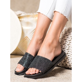 SHELOVET Papuci negri strălucitori negru 2