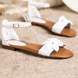 Diamantique Sandale Albe Cu O Floare 1