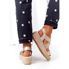 Sandale cu pană cu nervuri Big Star HH274414 Auriu de aur 2