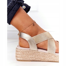 Sandale cu pană cu nervuri Big Star HH274414 Auriu de aur 4