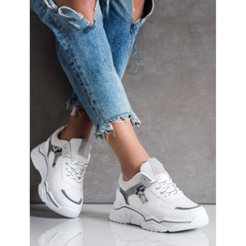 SHELOVET Adidași albi cu sclipici 2