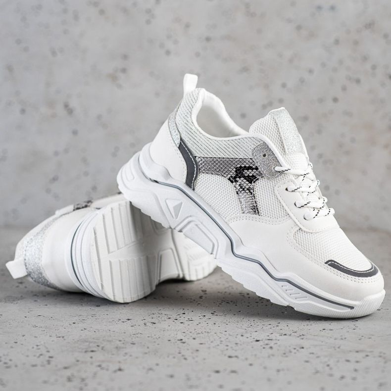 SHELOVET Adidași albi cu sclipici 1