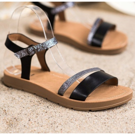 Cm Paris Sandale elegante cu sclipici negru gri 1