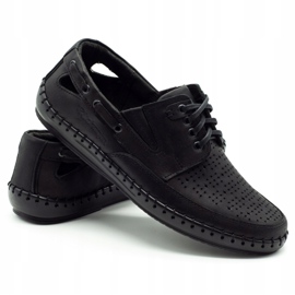 Polbut Încălțăminte mocasină ajurată pentru bărbați negri J69L negru 1