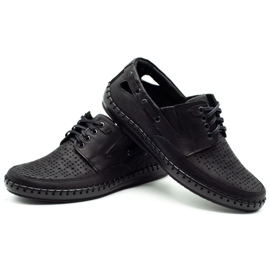 Polbut Încălțăminte mocasină ajurată pentru bărbați negri J69L negru 3