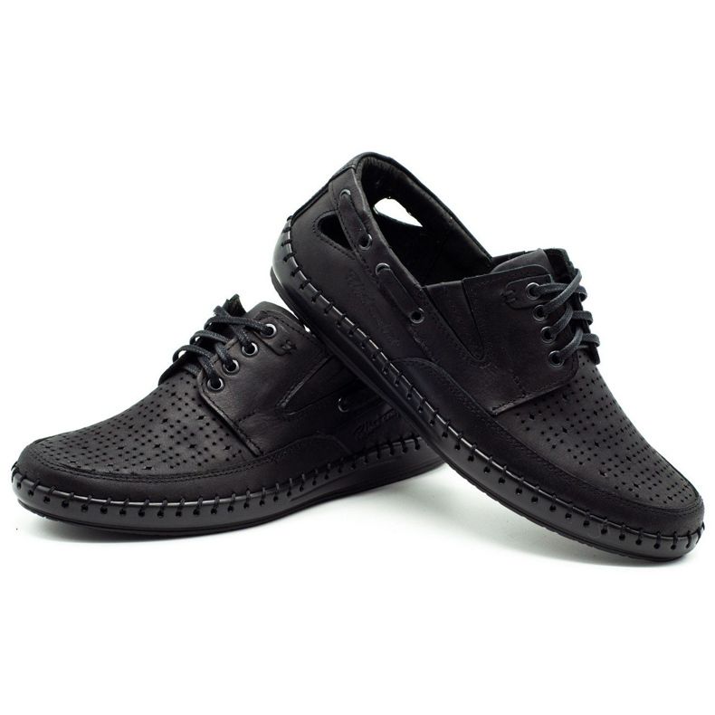 Polbut Încălțăminte mocasină ajurată pentru bărbați negri J69L negru 3