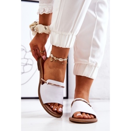 Flip-flops din piele de la Lewski Shoes, alb 1