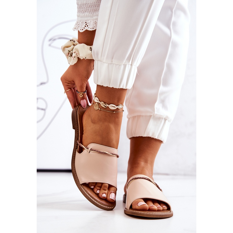 Flip-flops din piele de la Lewski Shoes, bej 2