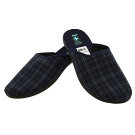 Papuci barbatesti, Adanex 25951, carouri bleumarin albastru 3