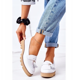 Mocasini din piele Lewski Shoes 3053 Alb 2