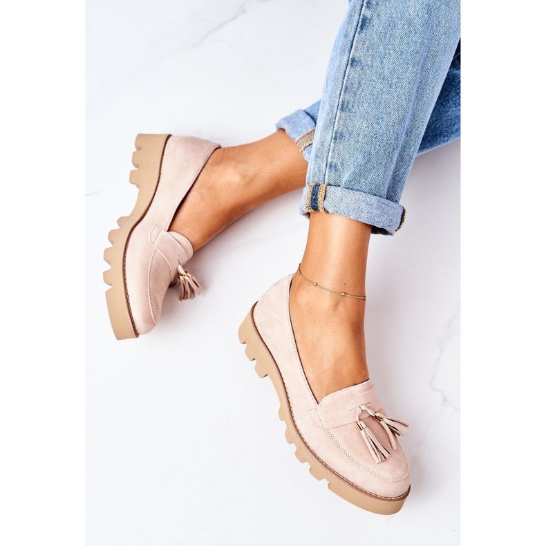 Mocasini din piele de căprioară Lewski Shoes 3053 Cappuccino bej 1