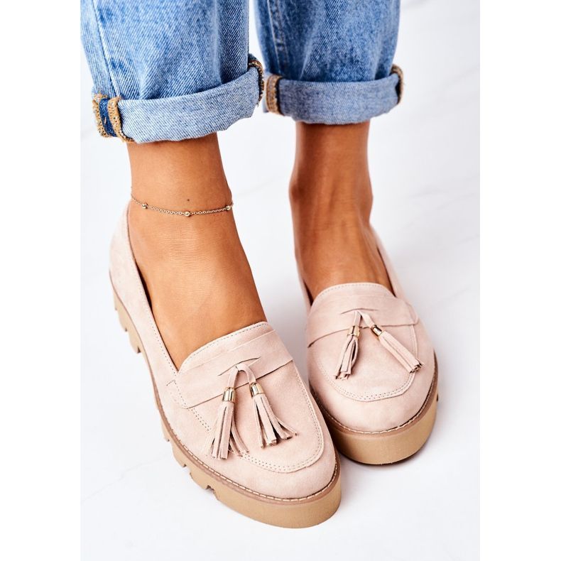 Mocasini din piele de căprioară Lewski Shoes 3053 Cappuccino bej 2