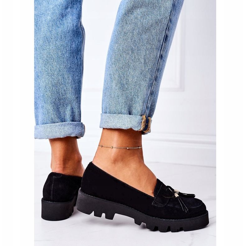 Mocasini din piele de căprioară Lewski Shoes 3053 Negru 1