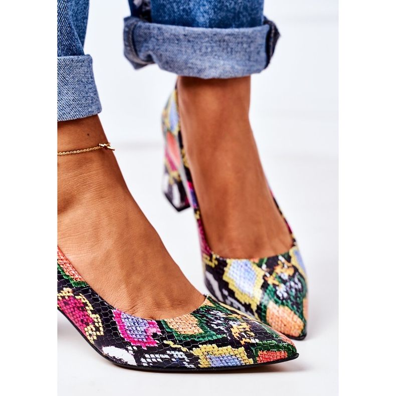 Lewski Shoes Pompe din piele cu model de piele de șarpe Pantofi Lewski 2801 Colorate multicolor 1
