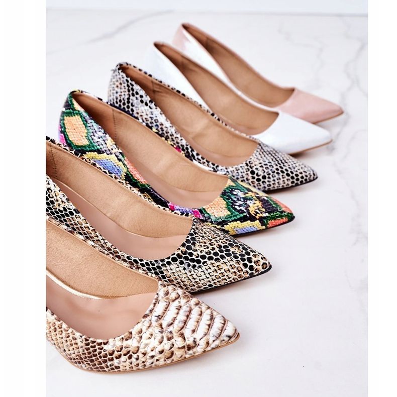 Lewski Shoes Pompe din satin cu model animal Pantofi Lewski 2801 Argintiu 1