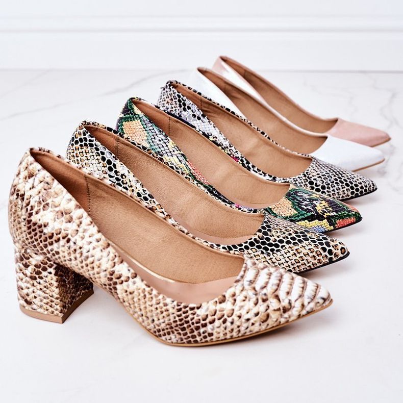 Lewski Shoes Pompe din satin cu model animal Pantofi Lewski 2801 Roz 1