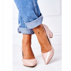 Lewski Shoes Pompe din satin cu model animal Pantofi Lewski 2801 Roz 2