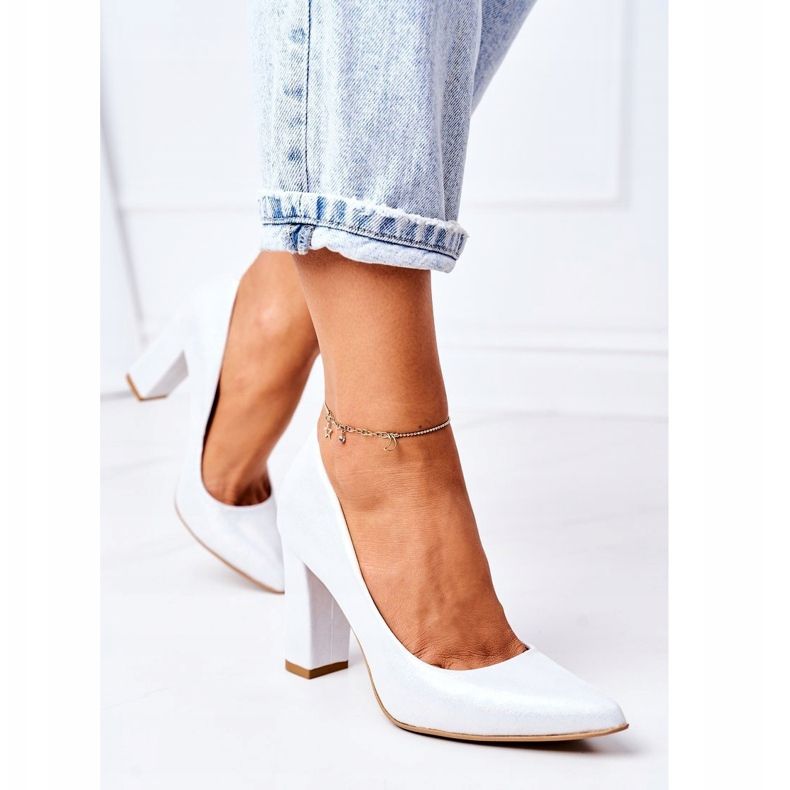 Lewski Shoes Pompe din satin cu model animal Pantofi Lewski 2453 Argintiu 1