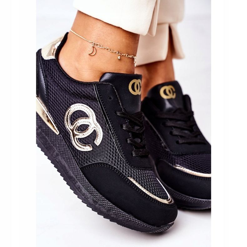 PE1 Încălțăminte sport pentru femei Adidași negri și aurii sub control negru de aur 1