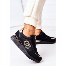 PE1 Încălțăminte sport pentru femei Adidași negri și aurii sub control negru de aur 2