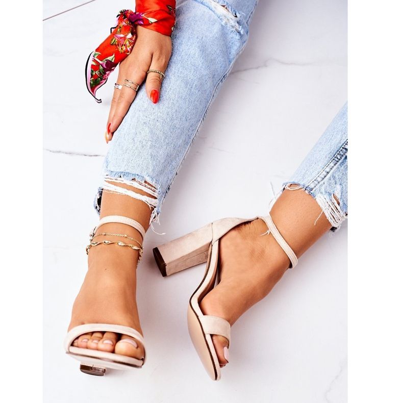 PS1 Sandale din piele de căprioară pe un bar Beige Florence bej 2