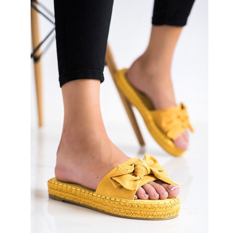 Coura Papuci Espadrile Cu Arc galben 1 Coura Papuci Espadrile Cu Arc galben 1