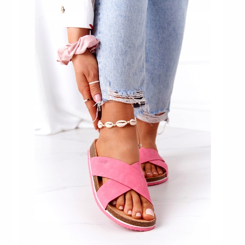 Papuci cu profil din piele Big Star HH274597 Fuchsia roz 2