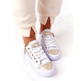 Adidași pentru femei cu fermoar Festivalul Alb-Auriu de aur 3