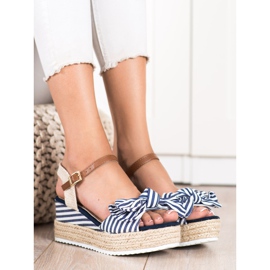 Sweet Shoes Sandale Espadrile Cu Dungi bej albastru marin 1