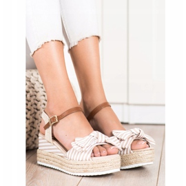 Sweet Shoes Sandale Espadrile Cu Dungi bej maro 2