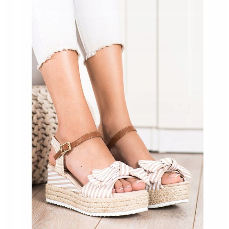 Sweet Shoes Sandale Espadrile Cu Dungi bej maro 2