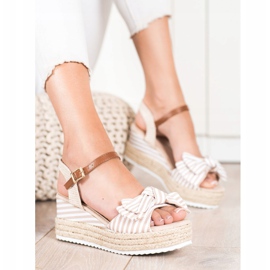 Sweet Shoes Sandale Espadrile Cu Dungi bej maro 1