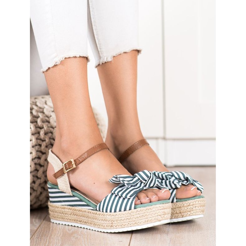 Sweet Shoes Sandale Espadrile Cu Dungi verde 1