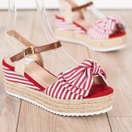 Sweet Shoes Sandale Espadrile Cu Dungi roșu 1