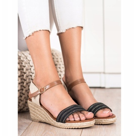 SHELOVET Sandale casual Espadrilles bej maro negru 1