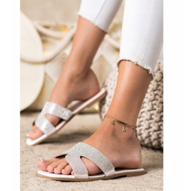 SHELOVET Papuci Cu Cristale alb 2