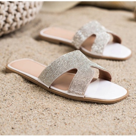 SHELOVET Papuci Cu Cristale alb 1