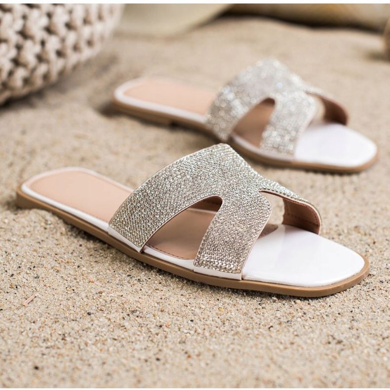 SHELOVET Papuci Cu Cristale alb 1