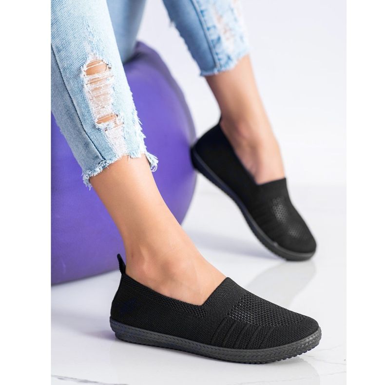 SHELOVET Slipons ajurati negru 2