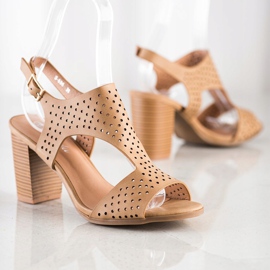 Renda Sandale ajurate cu piele ecologică maro 1