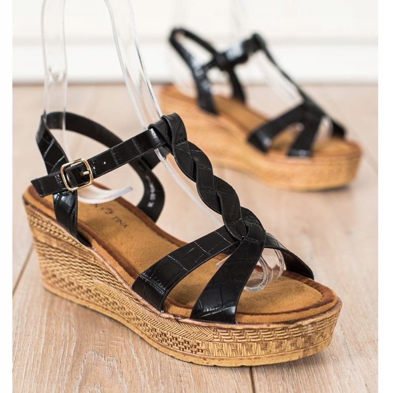 Queentina Sandale din piele ecologică negru 1