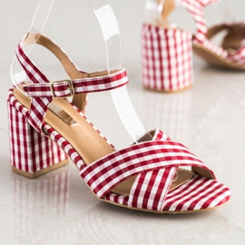 SHELOVET Sandale cu carouri la modă roșu 1