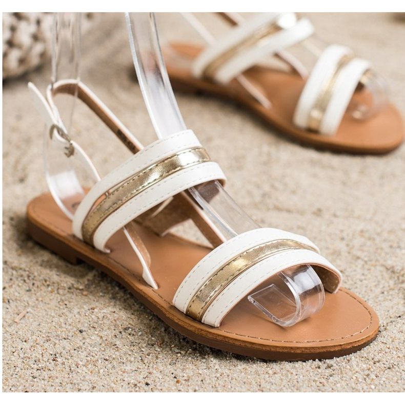 Cm Paris Sandale plate din piele Eco alb 1