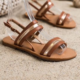 Cm Paris Sandale plate din piele Eco maro 1