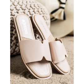 SHELOVET Papuci eleganți din piele ecologică bej 1