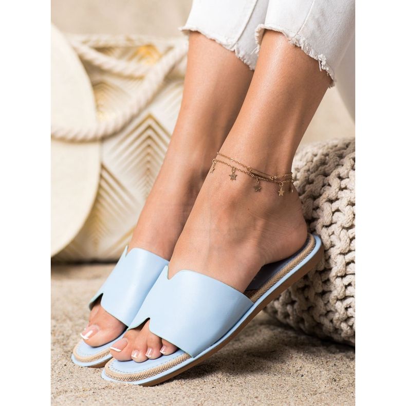 SHELOVET Papuci eleganți din piele ecologică albastru 2